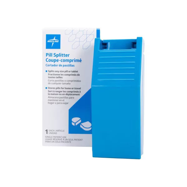 Medline Pill Splitter Cutter Crusher Accurate Dose Divider with Storage