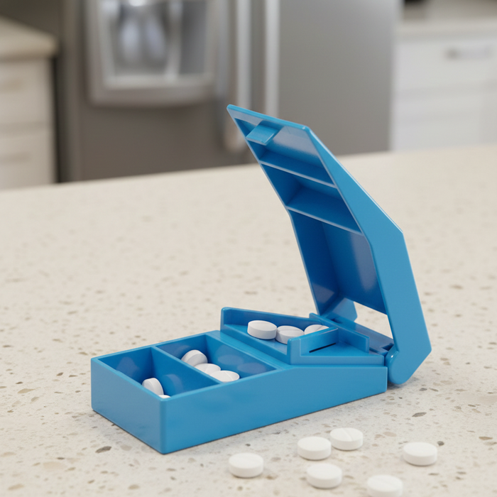 Medline Pill Splitter Cutter Crusher Accurate Dose Divider with Storage