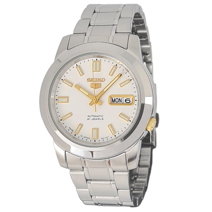 Men's Classic Round Shape Stainless Steel Analog Wrist Watch - Silver - SNKK07J1