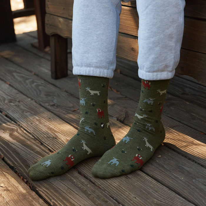 Men's Socks that Save Goats (Olive Green) | Fair Trade | Fits Men's Sizes 8.5-13-Conscious Step-The Bullish Store