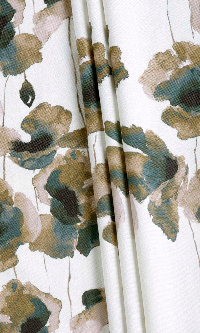 Water Lilies Floral Fabric Material By the Metre (Brown/ Grey)