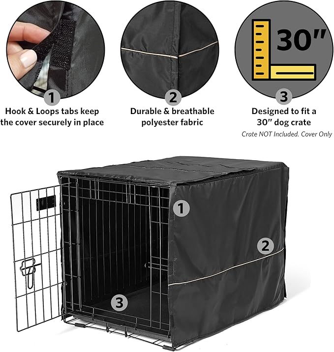 Midwest Quiet Time Pet Crate Cover Black 30.5″ x 20″ x 20.5″