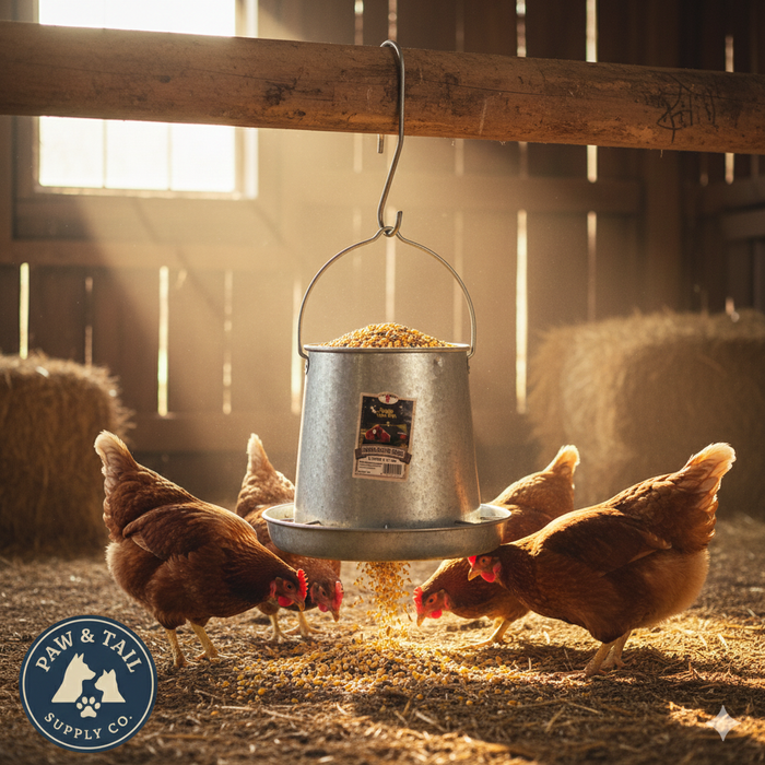 Miller Galvanized Hanging Chicken Feeder 12 lb Metal Poultry Feed Dispenser 2-Pack