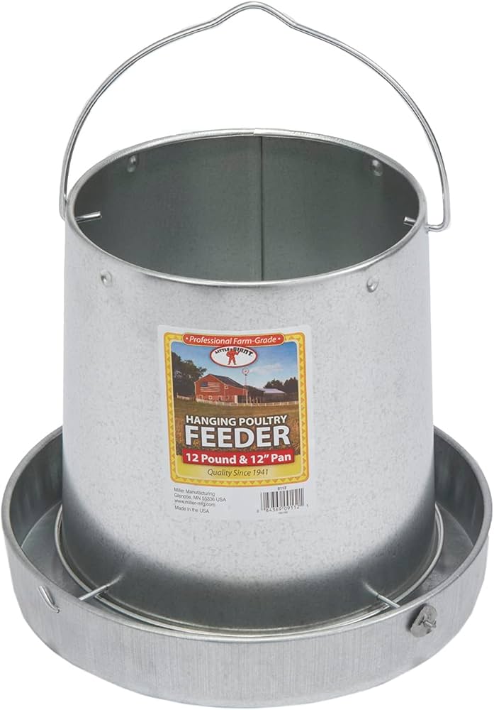 Miller Galvanized Hanging Chicken Feeder 12 lb Metal Poultry Feed Dispenser 2-Pack