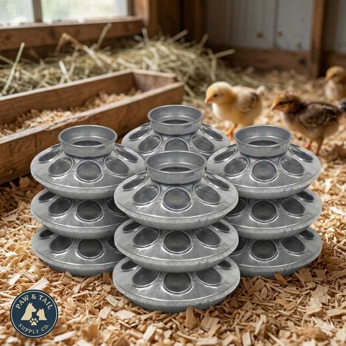 Miller Jar Galvanized Feeder Base for Chick Baby Fits 1 Quart Jar 10-Pack