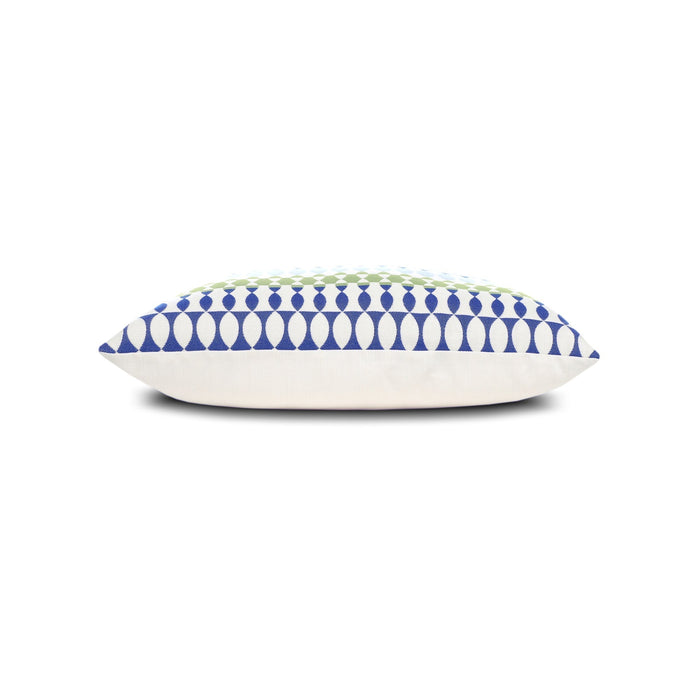 Side image of Striped multicolor outdoor pillow square size for elegant indoor and outdoor decor by Elaine Smith