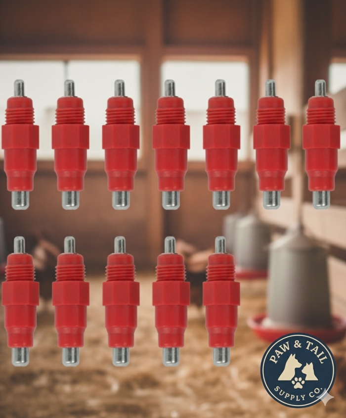 Monoflo Stainless Steel Poultry Nipple Drinker Durable 1/8" Threaded Design 12-Pack