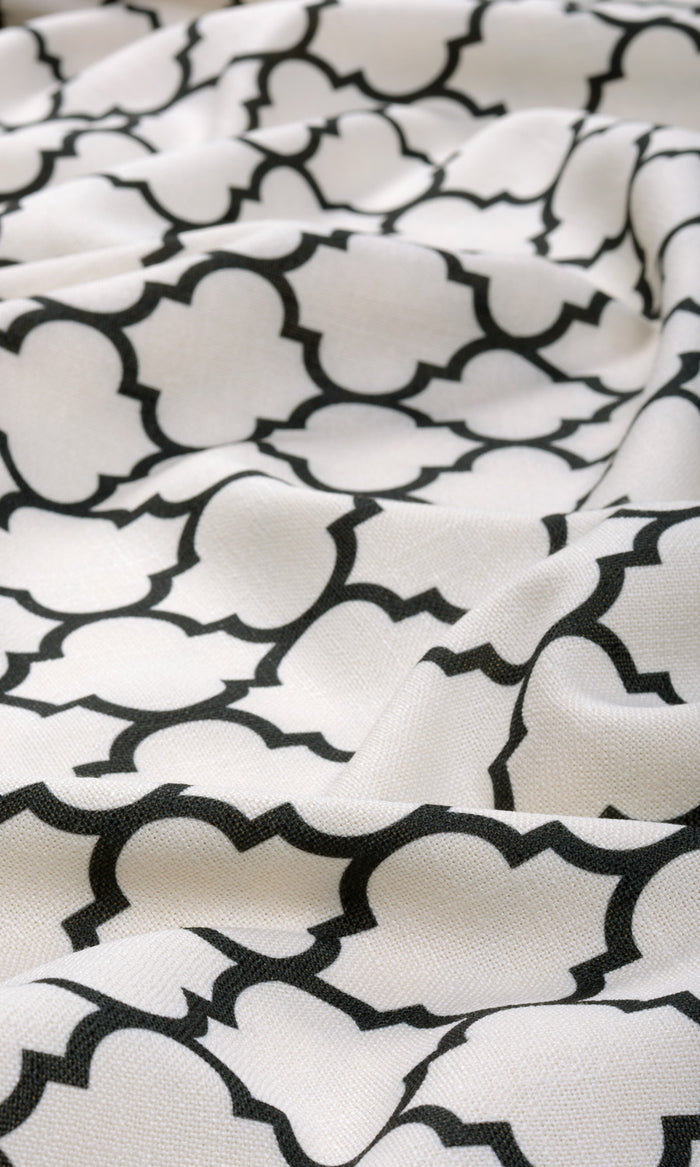 Moroccan Tiled Curtains (Cream/ Black) Extra Long Short Wide