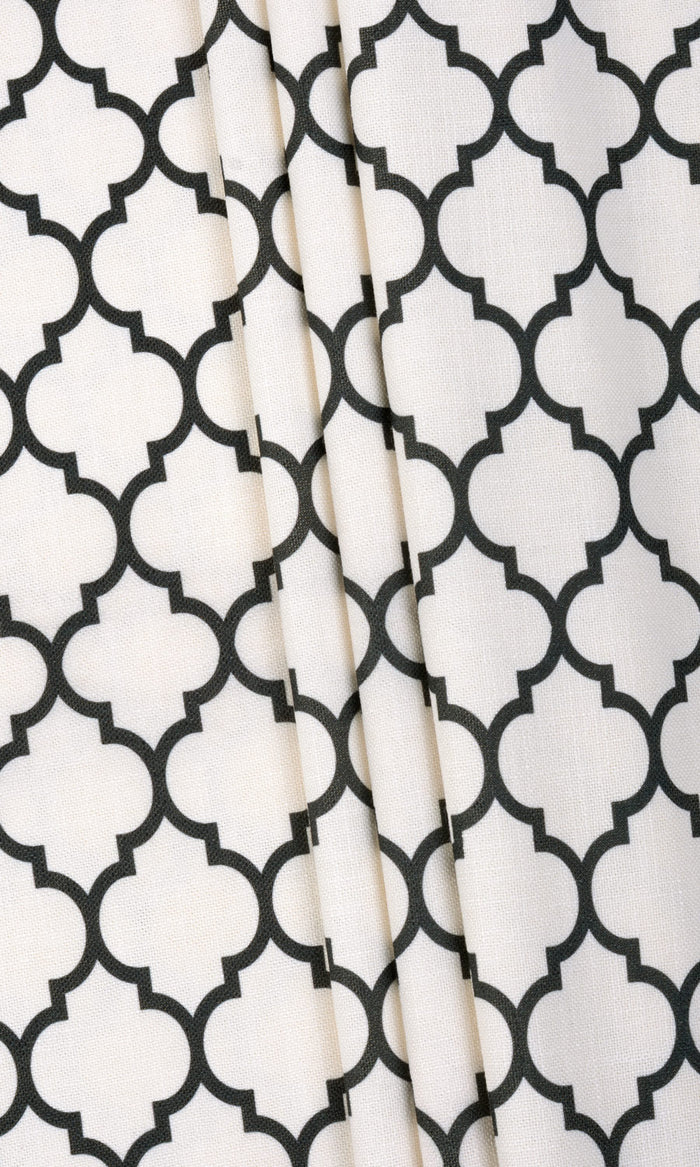 Moroccan Tiled Made-to-Measure Curtains (Cream/ Black)