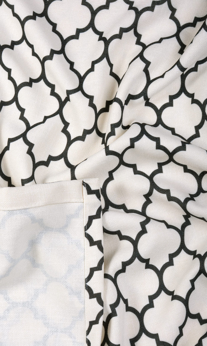 Moroccan Tiled Any Size Style Curtains (Cream/ Black)