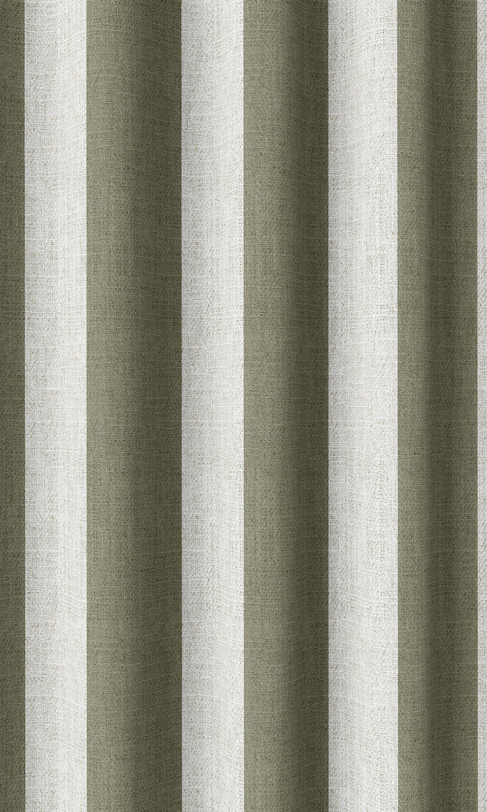 Striped Home Décor Fabric By the Metre (Olive Green/ White)
