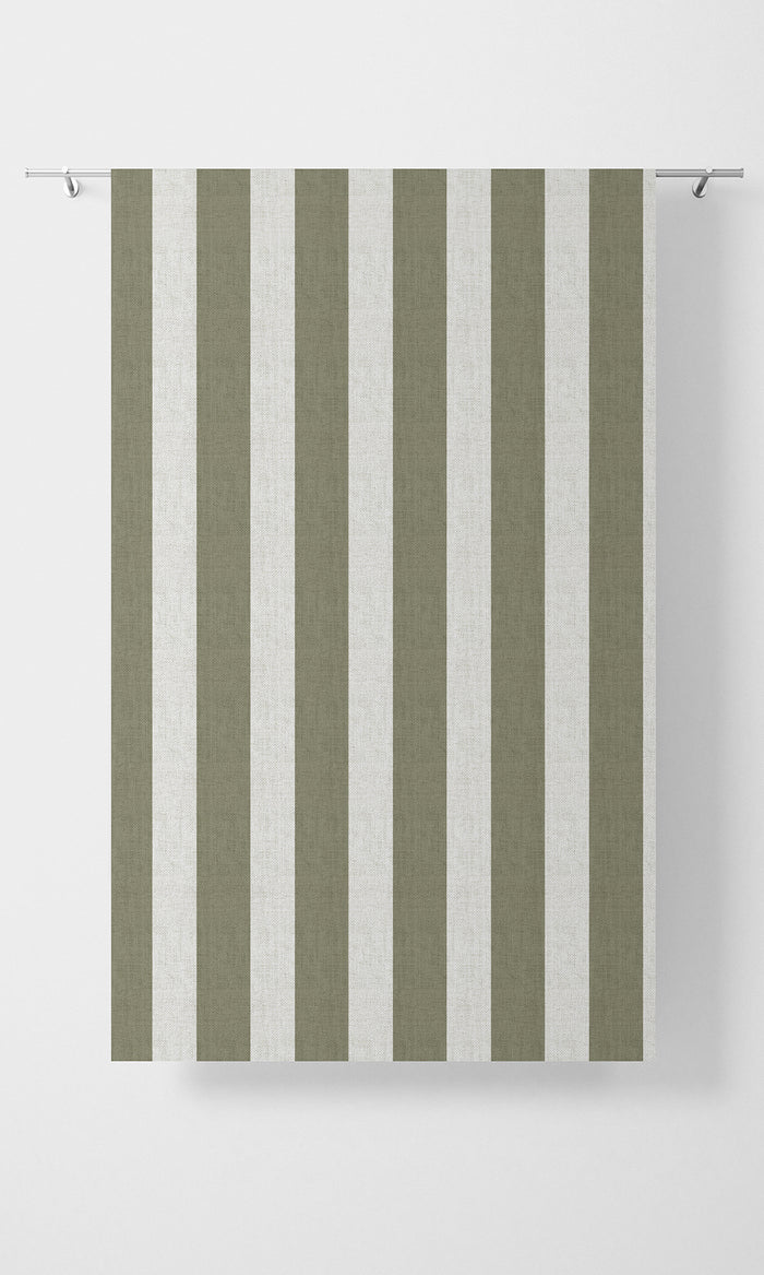 Striped Home Textile Fabric Material By the Metre (Olive Green/ White)