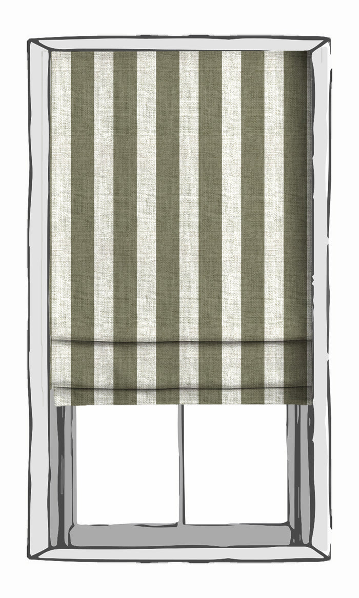 Striped Fabric Material By the Metre (Olive Green/ White)