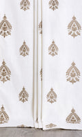 Damask Embroidery Drapes (Off White/ Coffee Brown)