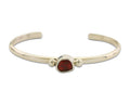 Navajo Bracelet .925 Silver Natural Red Coral Cuff Native American Artist C.80's
