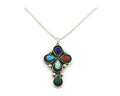Navajo Cross Necklace Sterling Silver Natural Gemstones Artist Signed SL