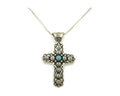 Navajo Cross Necklace Sterling Silver Natural Turquoise Artist Signed 1994
