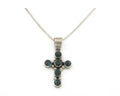 Navajo Cross Necklace Sterling Silver Natural Turquoise Artist Signed C Wilson