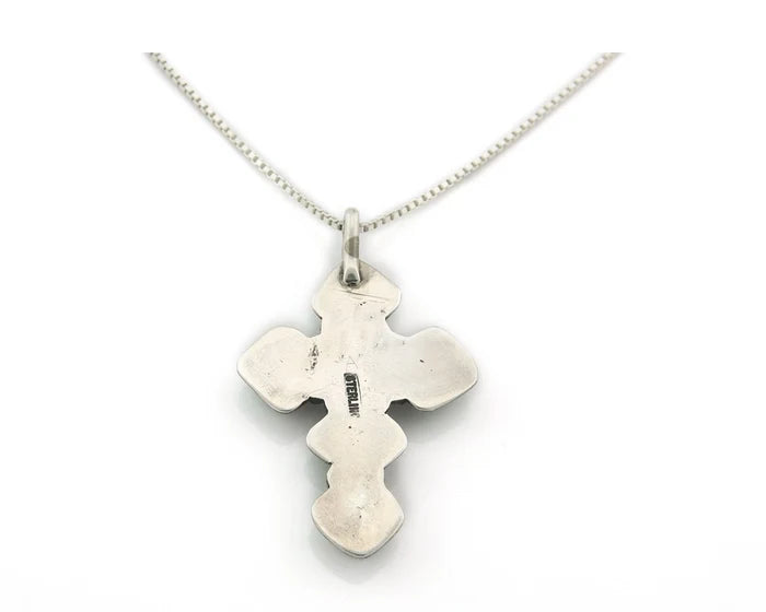 Navajo Cross Necklace Sterling Silver Natural Turquoise Artist Vintage