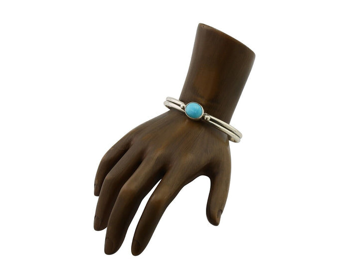 Navajo Cuff Bracelet 925 Silver Natural Blue Turquoise Native American C.80's