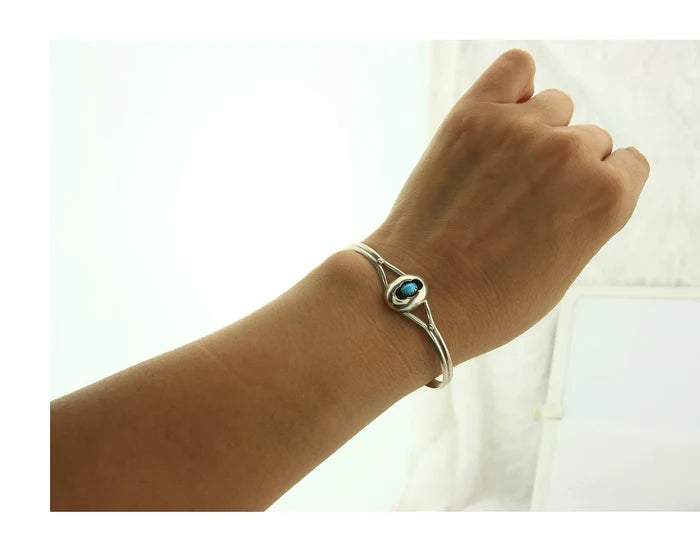 Navajo Cuff Bracelet Sterling Silver Authentic Natural Turquoise Native American