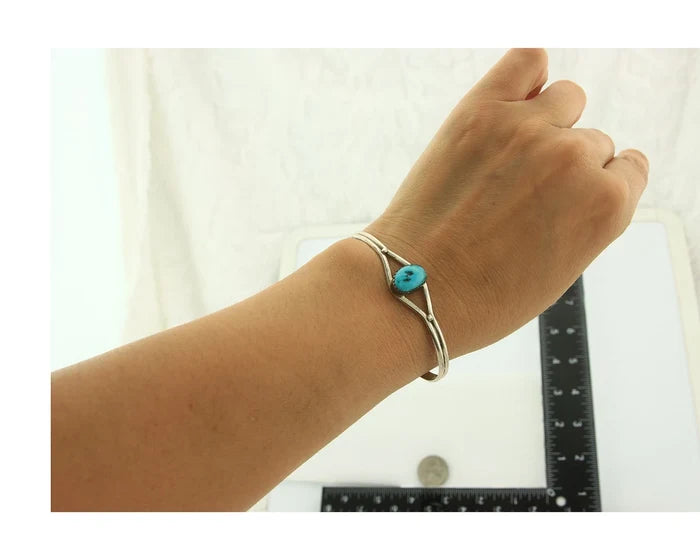 Navajo Cuff Bracelet Sterling Silver Authentic Natural Turquoise Native American