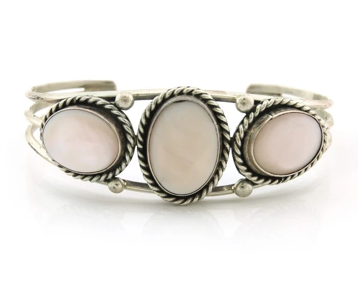 Navajo Cuff Bracelet Sterling Silver Authentic Pink Muscle Native Artist
