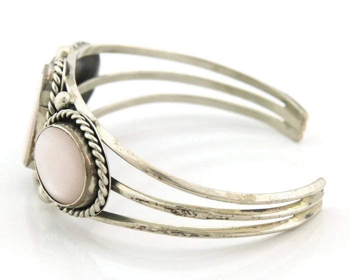 Navajo Cuff Bracelet Sterling Silver Authentic Pink Muscle Native Artist