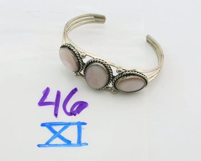 Navajo Cuff Bracelet Sterling Silver Authentic Pink Muscle Native Artist