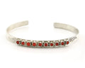 Navajo Cuff Bracelet Sterling Silver Authentic Snake Eye Coral Handmade Vintgage