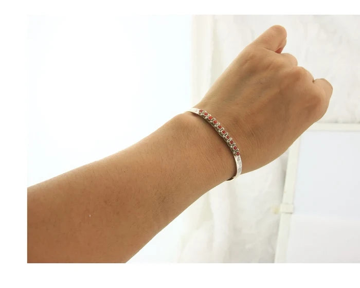 Navajo Cuff Bracelet Sterling Silver Authentic Snake Eye Coral Handmade Vintgage
