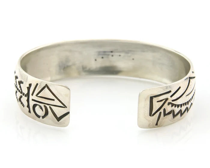 Navajo Cuff Bracelet Sterling Silver Authentic Turquoise Signed Stanley Bain