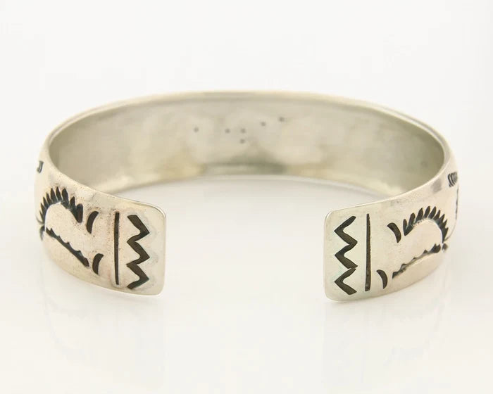 Navajo Cuff Bracelet Sterling Silver Authentic Turquoise Signed Stanley Bain