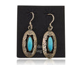 Navajo Dangle Earrings 925 Silver Natural Blue Turquoise Signed IJC C.80's