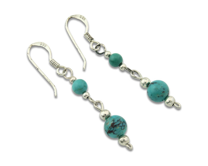 Navajo Earrings Sterling Silver Turquoise Vintage Dangle Handmade
