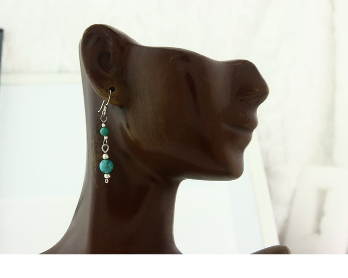 Navajo Earrings Sterling Silver Turquoise Vintage Dangle Handmade