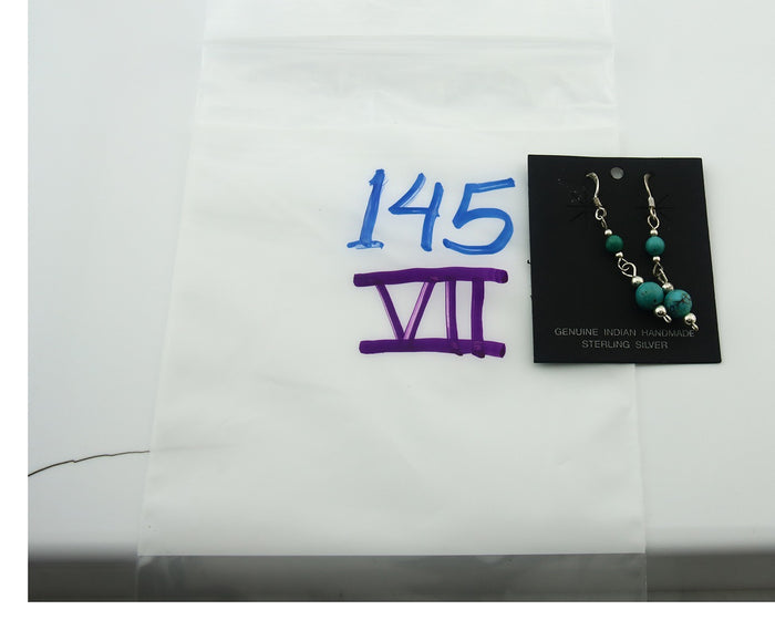 Navajo Earrings Sterling Silver Turquoise Vintage Dangle Handmade