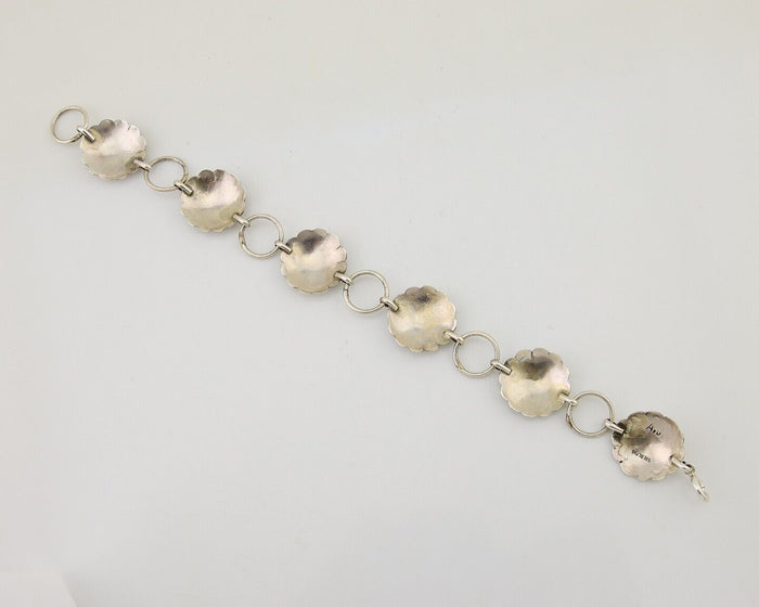 Navajo Hamdmade Concho Bracelet 925 Silver Native American Artist Signed C.80's