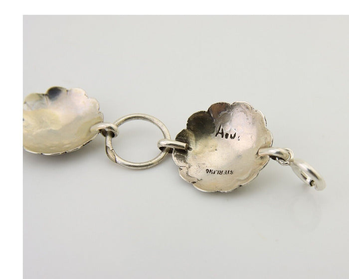 Navajo Hamdmade Concho Bracelet 925 Silver Native American Artist Signed C.80's