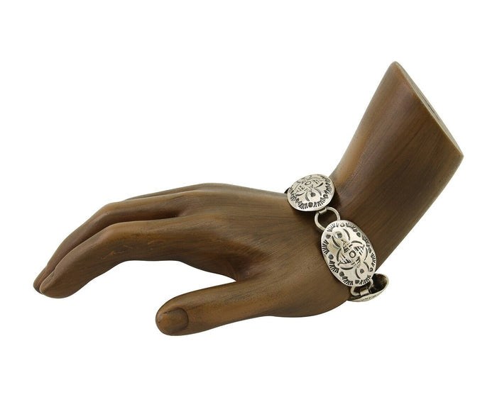 Navajo Hamdmade Concho Bracelet 925 Silver Native Artist Signed C Montoya C.80's