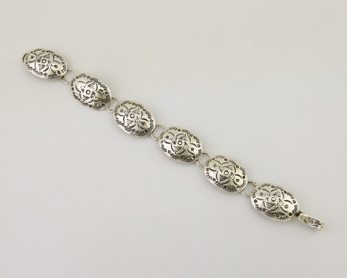 Navajo Hamdmade Concho Bracelet 925 Silver Native Artist Signed C Montoya C.80's