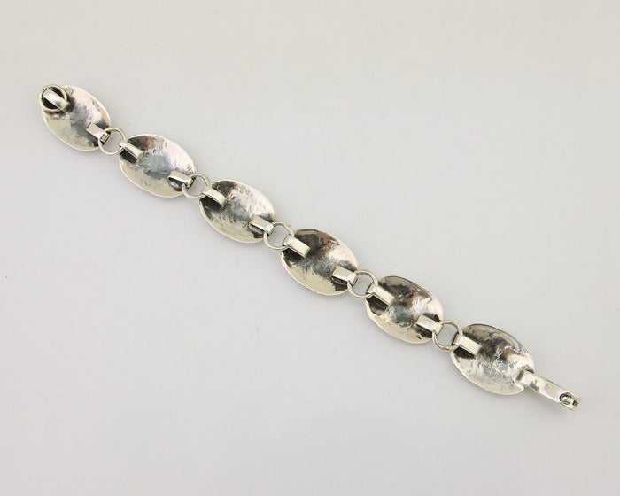 Navajo Hamdmade Concho Bracelet 925 Silver Native Artist Signed C Montoya C.80's