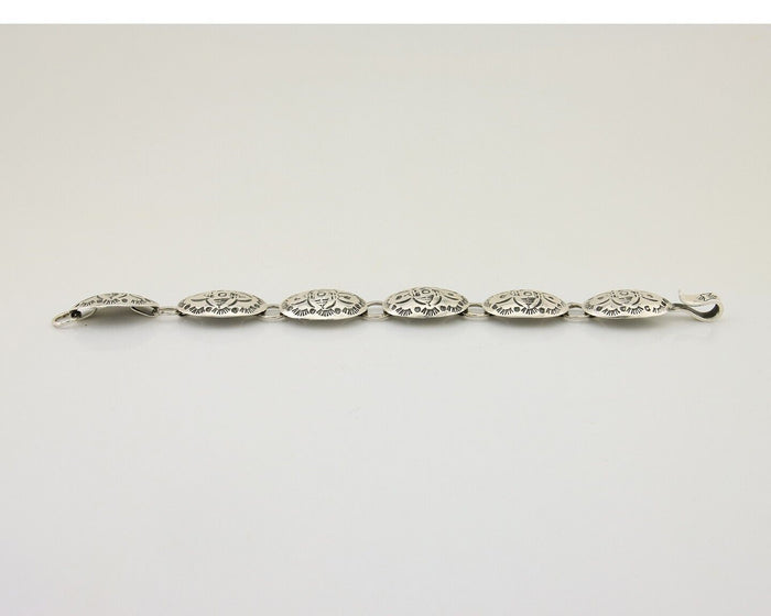 Navajo Hamdmade Concho Bracelet 925 Silver Native Artist Signed C Montoya C.80's