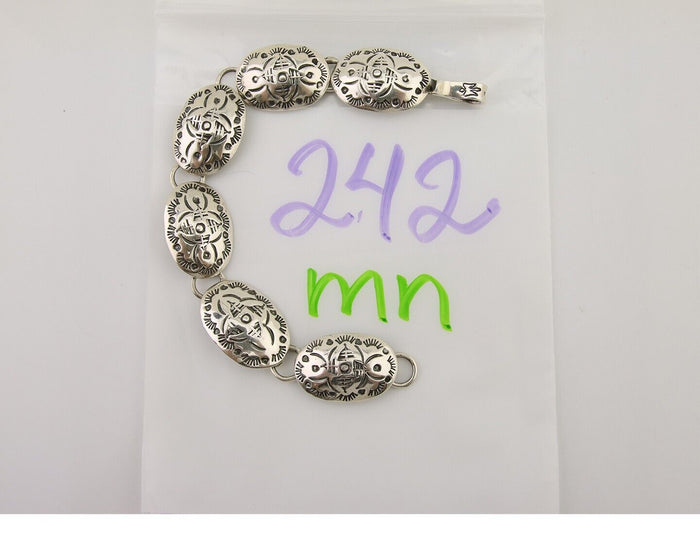 Navajo Hamdmade Concho Bracelet 925 Silver Native Artist Signed C Montoya C.80's