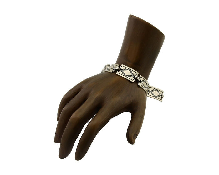 Navajo Hamdmade Link Bracelet 925 Silver Native American Artist C.80's