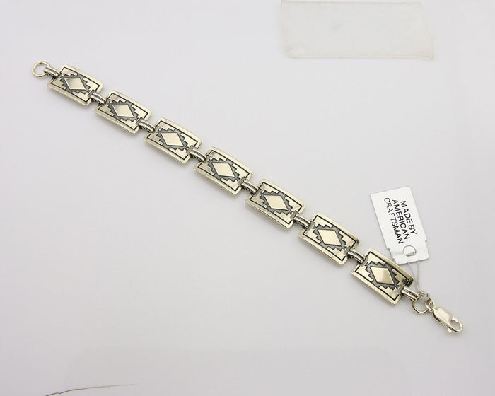 Navajo Hamdmade Link Bracelet 925 Silver Native American Artist C.80's