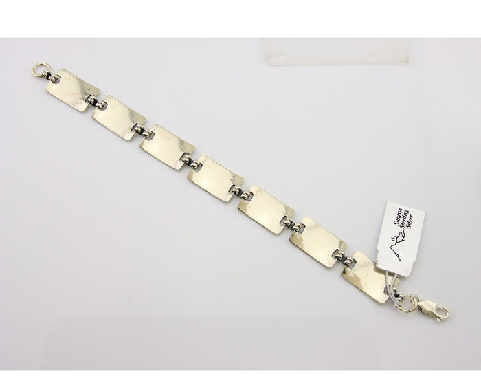 Navajo Hamdmade Link Bracelet 925 Silver Native American Artist C.80's