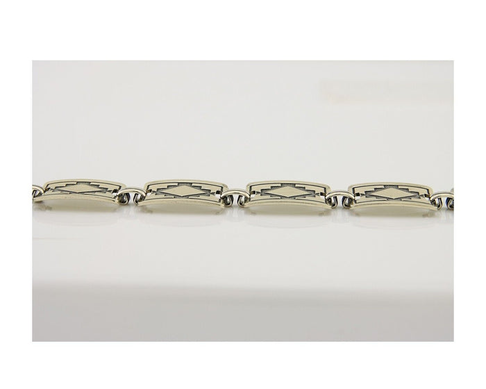 Navajo Hamdmade Link Bracelet 925 Silver Native American Artist C.80's