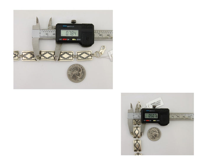 Navajo Hamdmade Link Bracelet 925 Silver Native American Artist C.80's