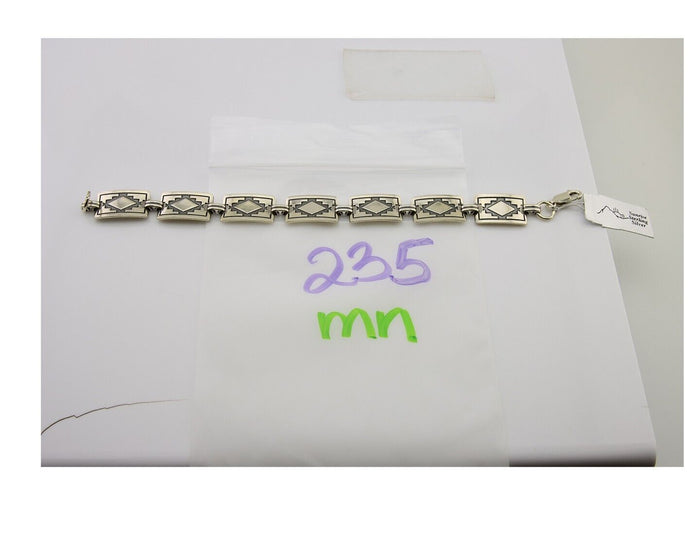 Navajo Hamdmade Link Bracelet 925 Silver Native American Artist C.80's